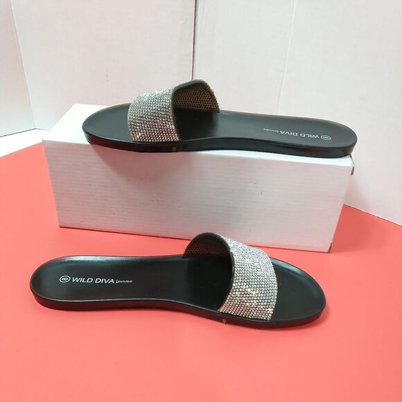 Women's Jelly Rhinestones Slipper Slide Sandals Wild Diva Size 8 - Picture 2 of 7